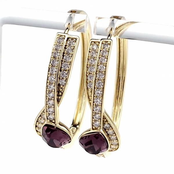 3079 Kolczyki złote pozłacane Austrian Crystal wiszące 14K cyrkonie Xuping 