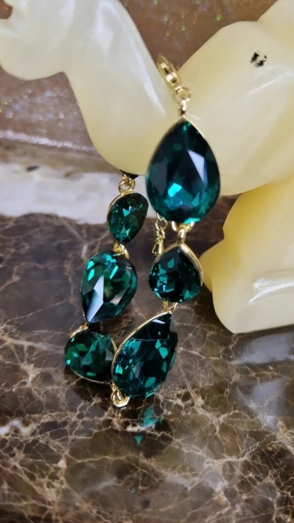 0212 złota bransoletka pozłacana 14K kryształek szmaragdowy