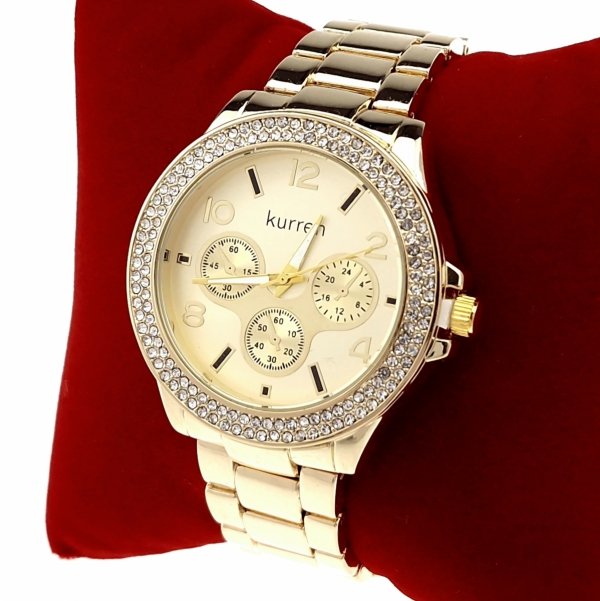 2236 Ekskluzywny damski złoty zegarek błyszczący Kurren klasyk 