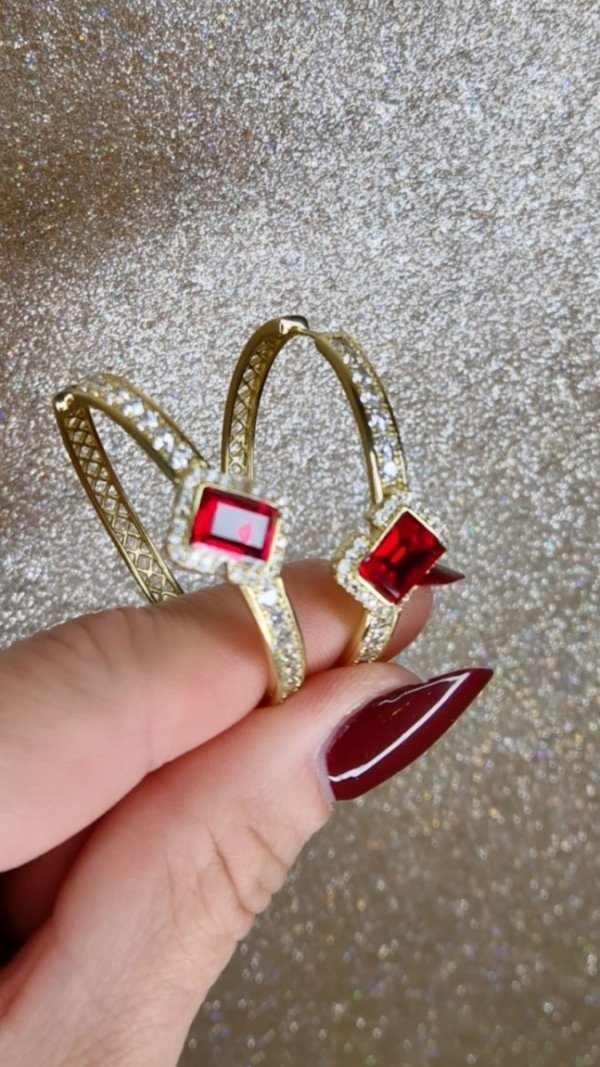 002 Kolczyki złote pozłacane Austrian Crystal wiszące 14K cyrkonie Xuping 