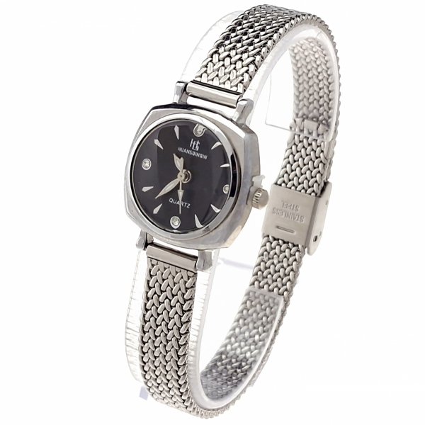 1961 Ekskluzywny damski srebrny zegarek błyszczący cyrkonie klasyk