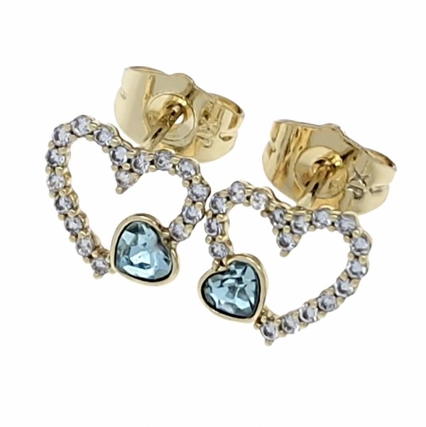 4696 Kolczyki złote pozłacane cyrkonie wtyczki 14K Xuping Austrian Crystal