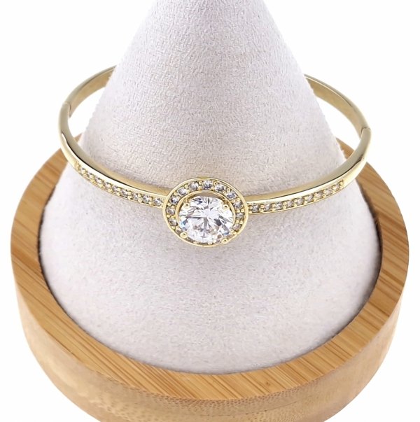 054 Bransoletka bangla 5,9cm złota cyrkonia pozłacana 14k Xuping