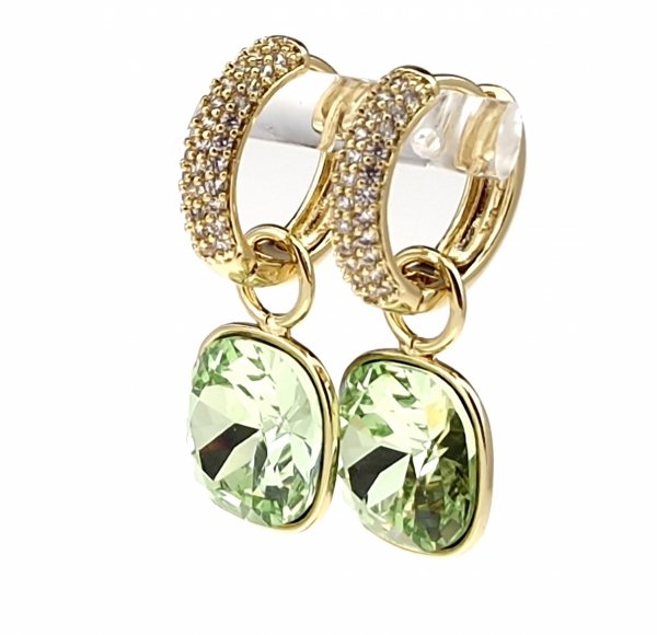 sz242  Kolczyki złote pozłacane 14k wiszące Austrian Crystal