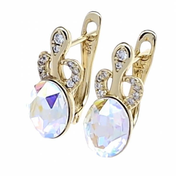 2235 Kolczyki złote pozłacane cyrkonie wiszące 14K Xuping Austrian Crystal