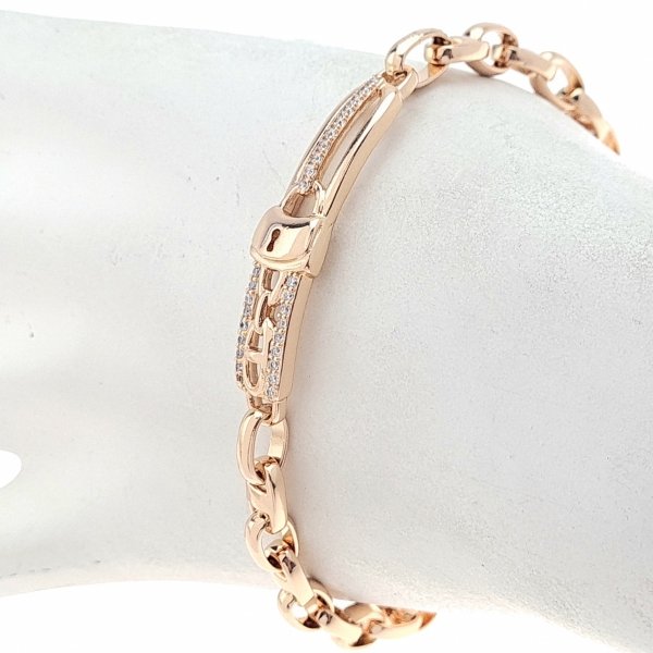 3161 Bransoletka złota cyrkonie 19cm pozłacana 18K Xuping
