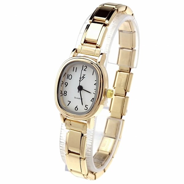 2932 Zegarek złoty na gumce modułowy stal nierdzewna rozciągliwy