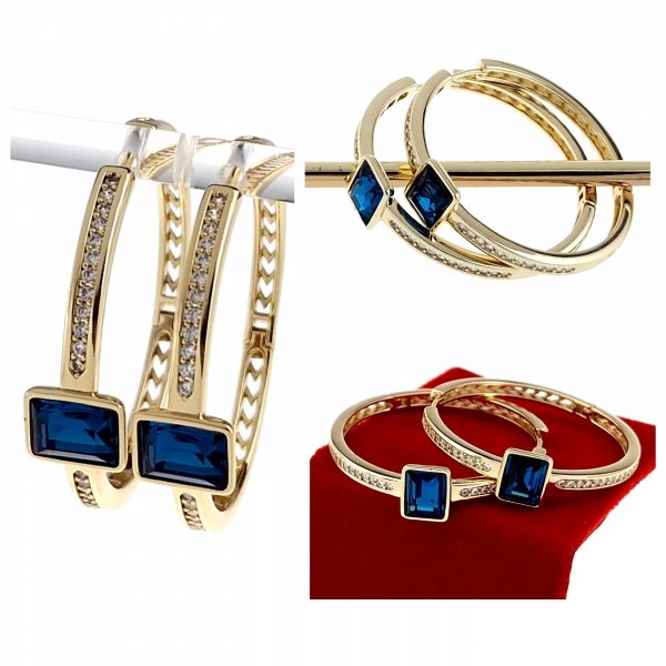 2212 Kolczyki złote pozłacane Austrian Crystal wiszące 14K cyrkonie Xuping 