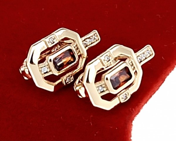 778a Złote kolczyki pozłacane cyrkonie 18k Xuping wiszące 