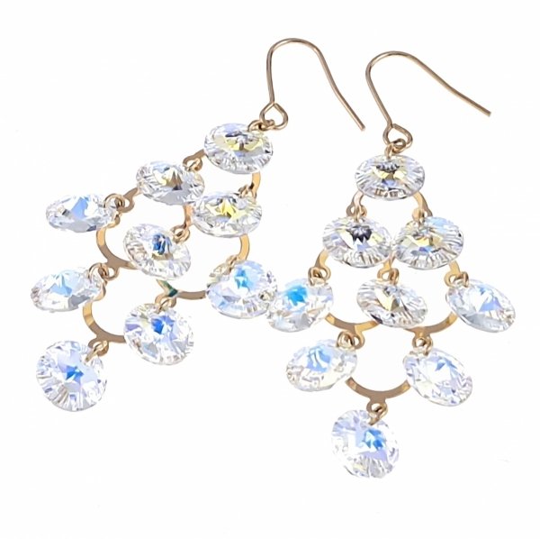3171 Kolczyki złote Austrian Crystal cyrkonia pozłacane 18k Xuping wiszące
