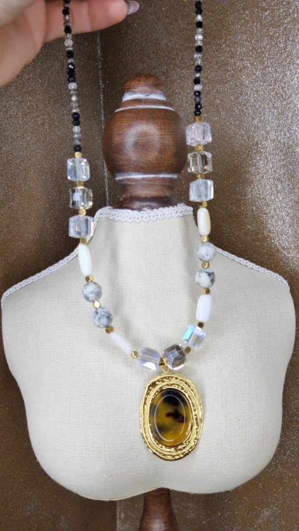 1136 Złoty łańcuszek naszyjnik 46+5 stal chirurgiczna 316L