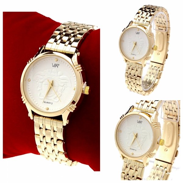 4393 Ekskluzywny damski złoty zegarek błyszczący cyrkonie klasyk