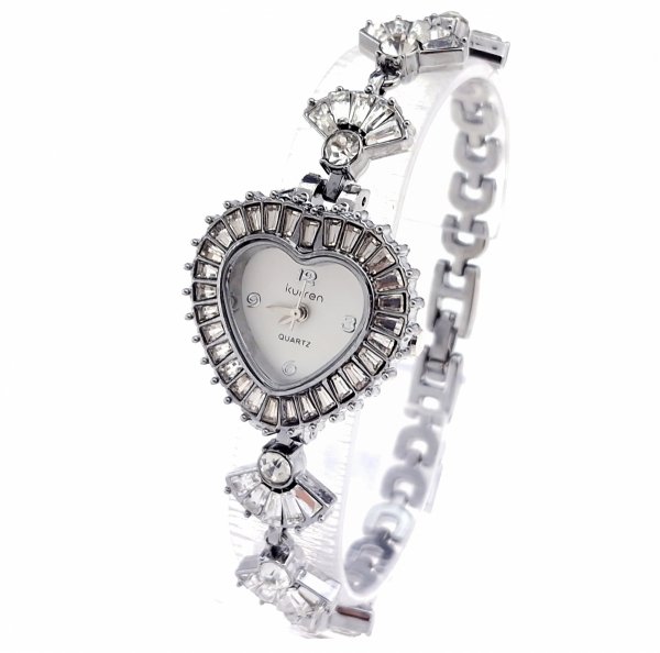 4280 Ekskluzywny damski srebrny zegarek Kurren klasyk cyrkonie serce