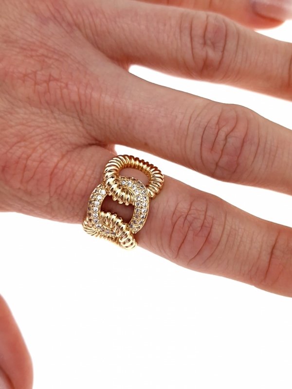 0938 Pierścionek złoty zaręczynowy pozłacany 18k Xuping