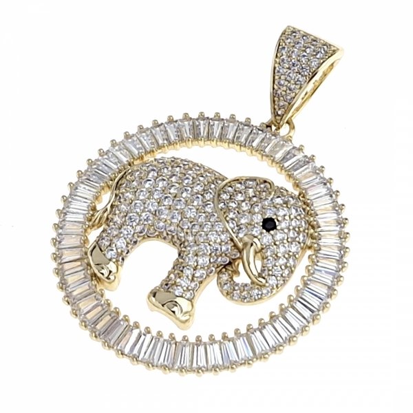 303 Złota zawieszka cyrkonie błyszcząca pozłacana 14k Xuping słoń