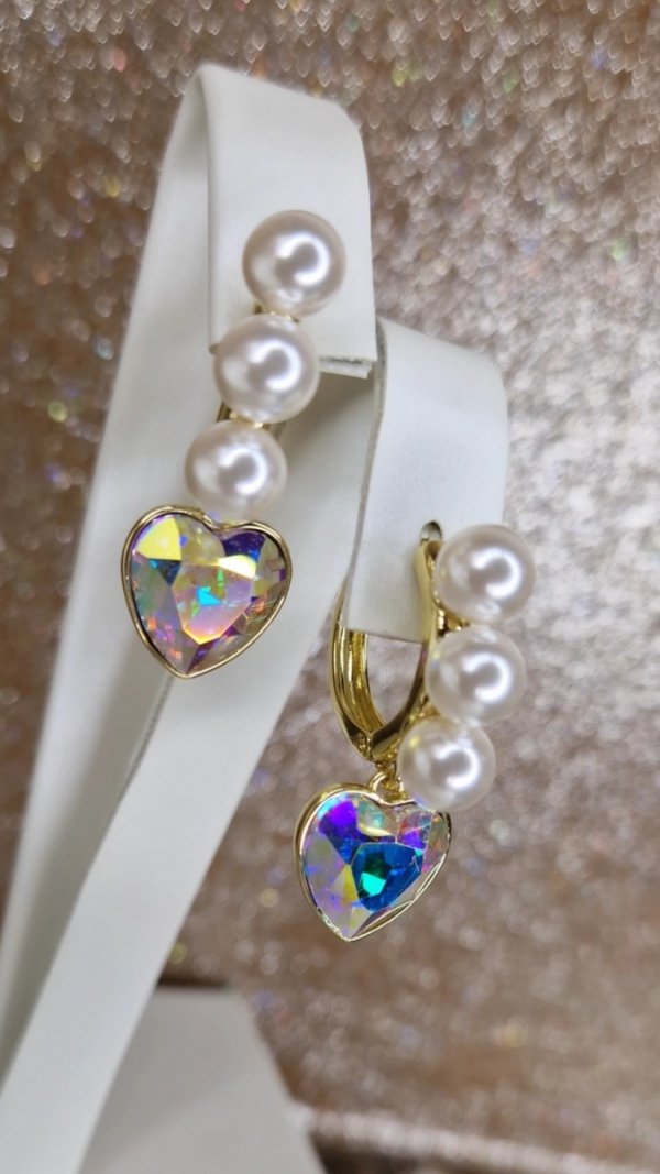 1554 Kolczyki złote pozłacane Austrian Crystal wiszące 14K cyrkonie Xuping 