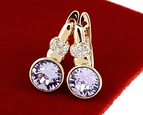 017a Kolczyki złote Austrian Crystal cyrkonia pozłacane 18k Xuping wiszące