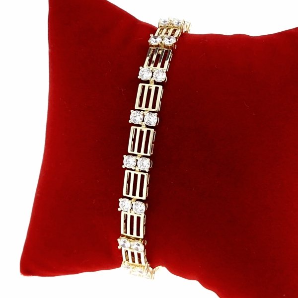 3819 Bransoletka złota elegancka 19cm cyrkonie pozłacana 14k Viki Lady