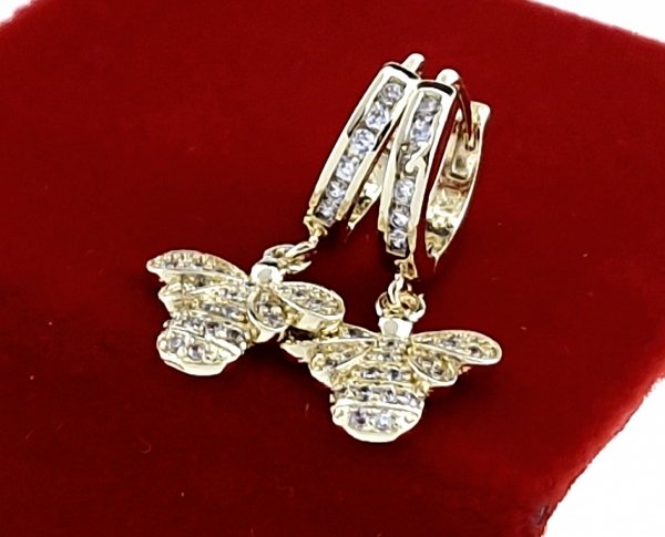 436 Kolczyki złote pozłacane wiszące 14K cyrkonie 