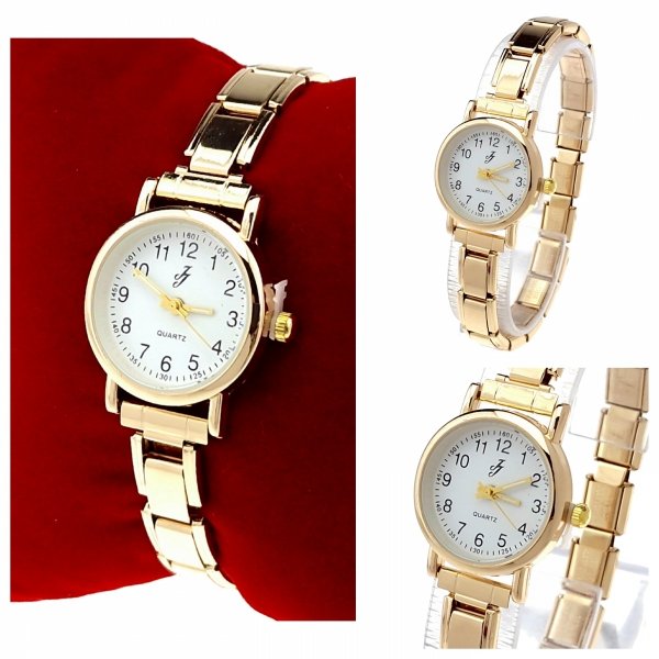 3016 Zegarek złoty na gumce modułowy stal nierdzewna rozciągliwy