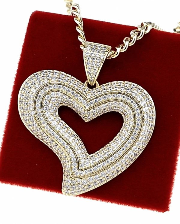 835 Złota zawieszka cyrkonie błyszcząca pozłacana 14k Xuping serce