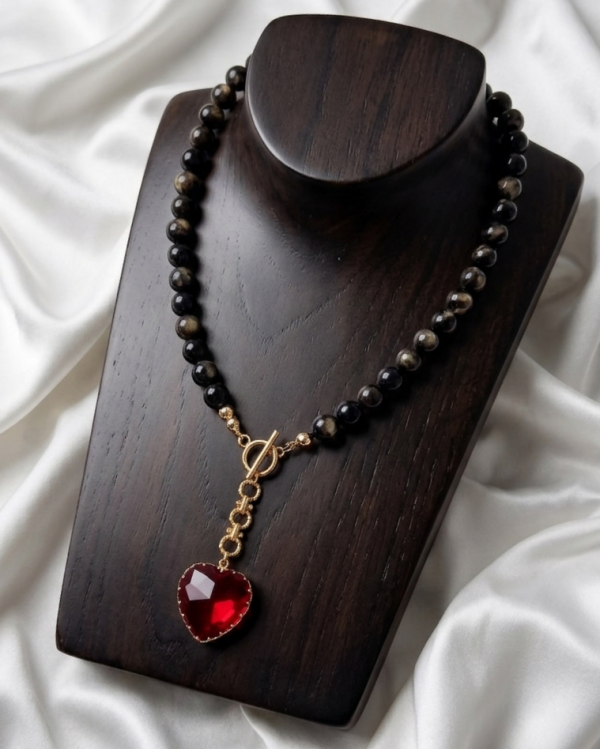 2329a Naszyjnik turmalin kamień naturalny 46cm stal chirurgiczna nierdzewna 