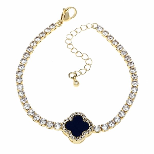 3753 Bransoletka elegancka złota 17+3cm pozłacana 14k koniczyna marokańska