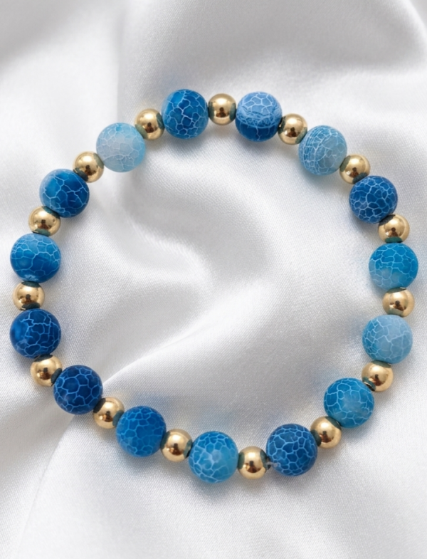 3735e Bransoletka kamień naturalny agat na gumce jubilerskiej