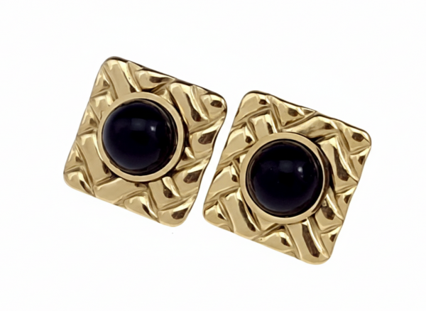 pas79 Komplet złoty stal chirurgiczna 316L kolczyki, naszyjnik 45+5cm, pierścionek