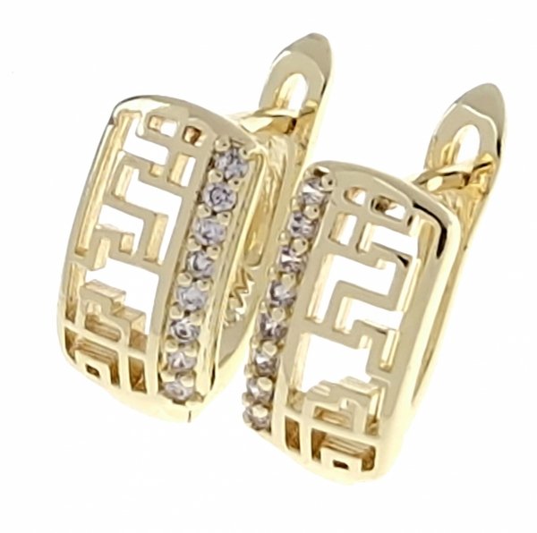 2323c Kolczyki złote pozłacane wiszące 14K cyrkonie Viki Lady 