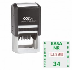 PRINTER DATOWNIK KWADRATOWY Q43 DWUKOLOROWY wraz z wykonaniem gumki (grawer laserem)