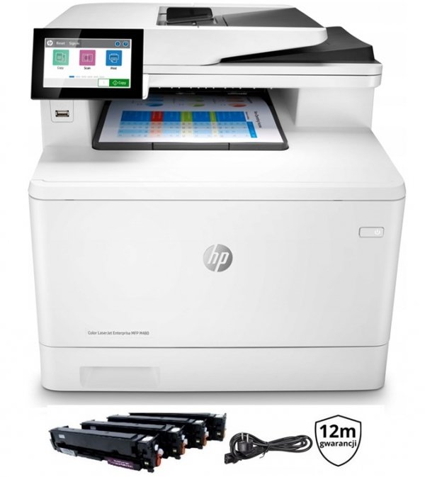 Urządzenie wielofunkcyjne HP Color LaserJet Pro MFP M480f GW12 | ADF | LAN | SERWIS | TONERY 100% | DUPLEX | 3QA55A | DEMO