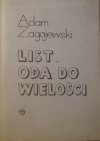 Adam Zagajewski • List. Oda do wielości [dedykacja autorska]