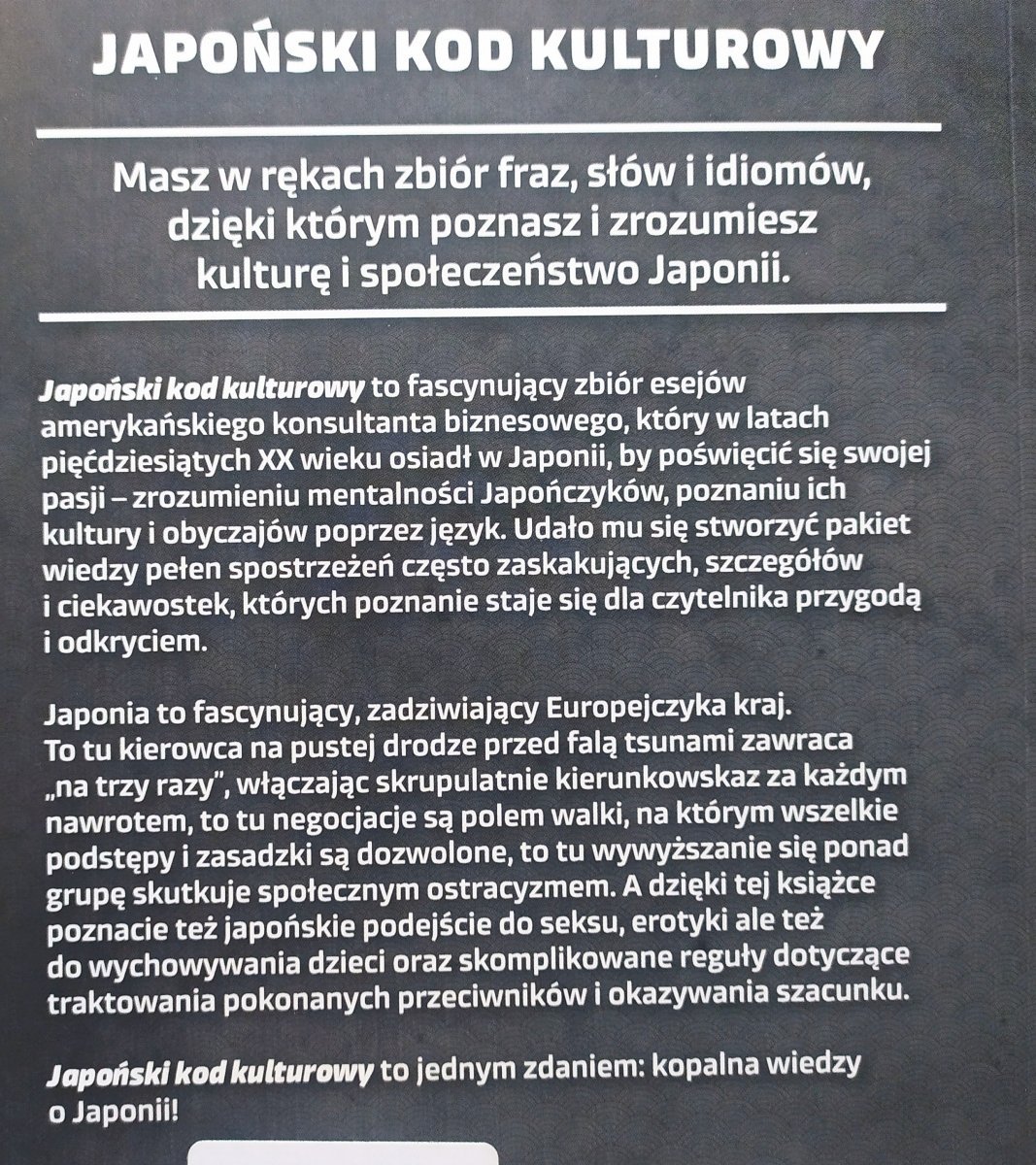 Boye Lafayette De Mente Japoński kod kulturowy
