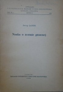 Jerzy Lande • Nauka o normie prawnej