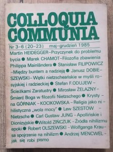 Colloquia Communia 3-6/1985 (20-23) • Heidegger, Jung, Szestow, Nietzsche
