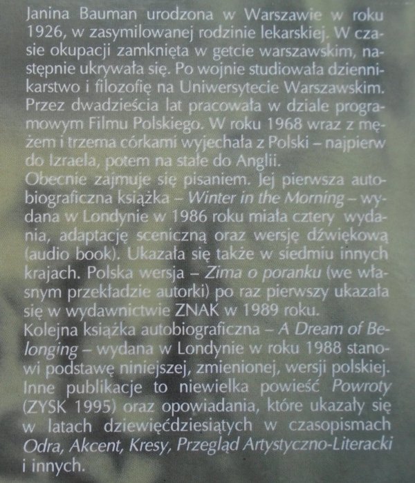 Janina Bauman • Nigdzie na ziemi