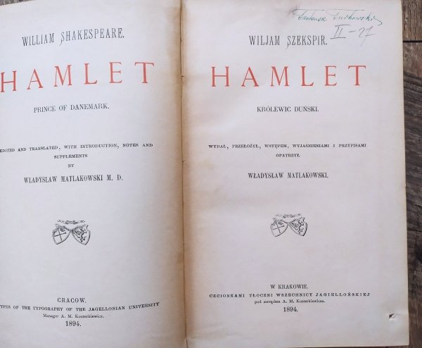 William Szekspir Hamlet [Władysław Matlakowski] [1894]
