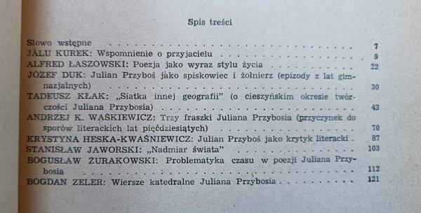 O Julianie Przybosiu. Wspomnienia, studia, szkice