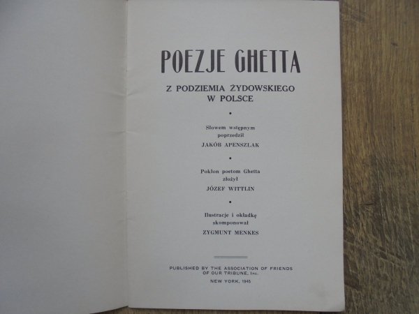 Poezje Ghetta z podziemia żydowskiego w Polsce [Zygmunt Menkes]