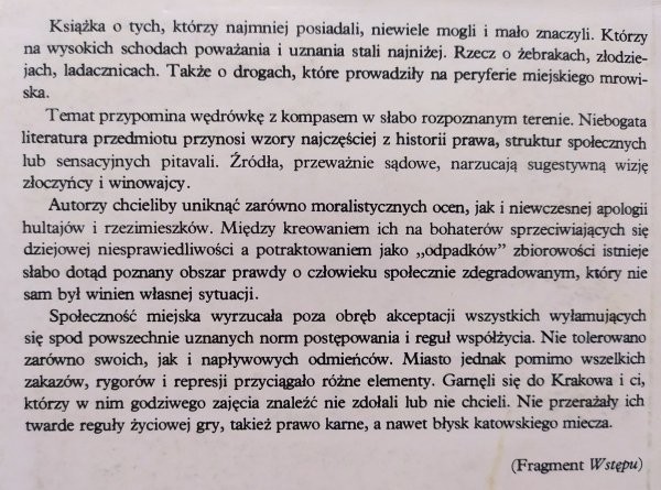 Jan Kracik, Michał Rożek Hultaje, złoczyńcy, wszetecznice w dawnym Krakowie