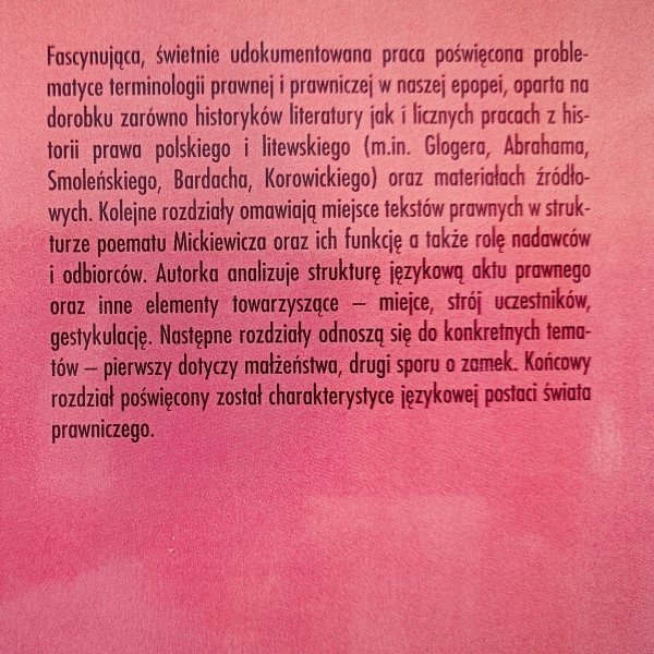 Maria Zarębina • Poeta wśród prawników. O Panu Tadeuszu inaczej