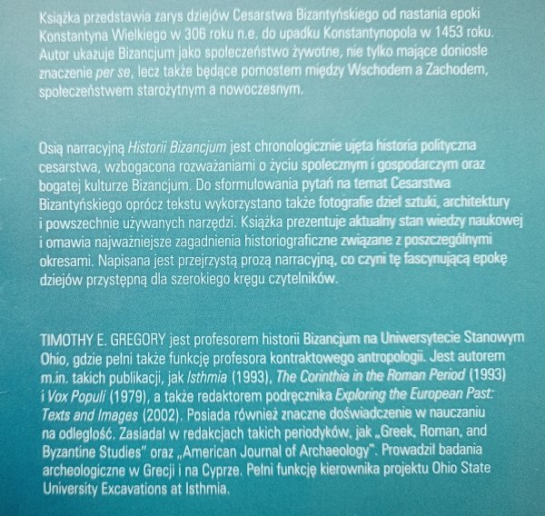 Timothy E. Gregory Historia Bizancjum