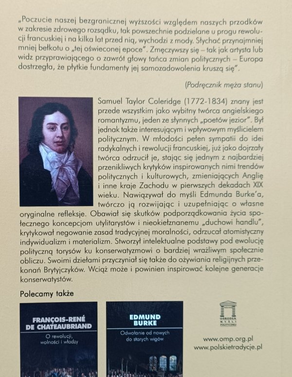 Samuel Taylor Coleridge O konstytucji Kościoła i państwa