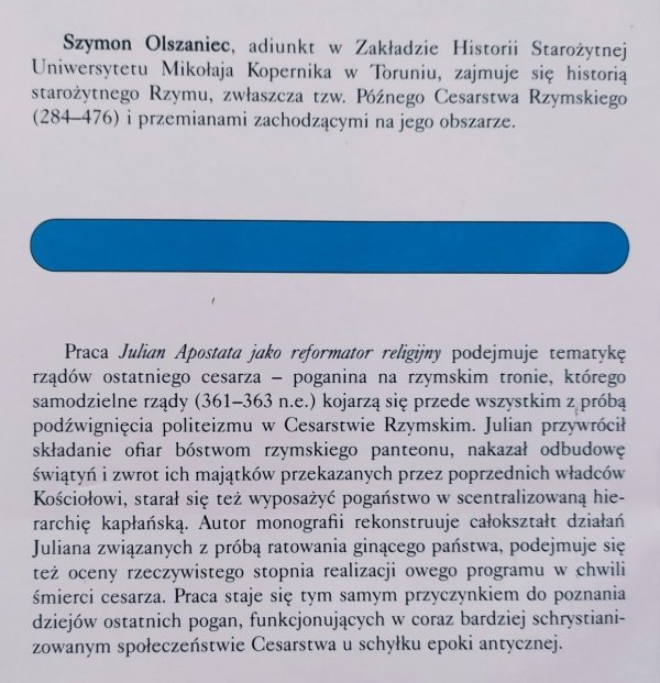 Szymon Olszaniec Julian Apostata jako reformator religijny