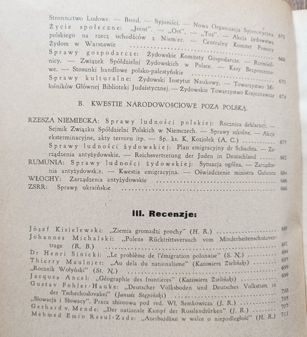 Sprawy Narodowościowe 6/1938 / Ludność żydowska w Polsce, Jan Reychman