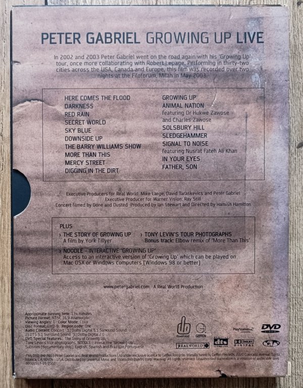 Peter Gabriel Growing Up Live DVD