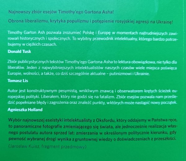 Timothy Garton Ash Obrona liberalizmu. Eseje o wolności, wojnie i Europie