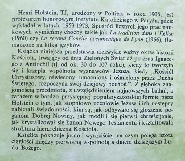 Henri Holstein U początków wspólnoty chrześcijańskiej