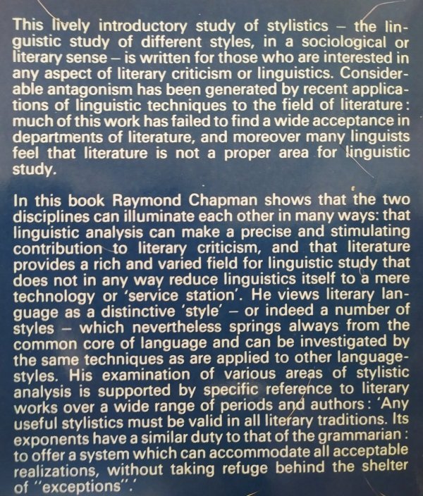 Raymond Chapman Linguistics and Literature. An Introduction to literary stylistics